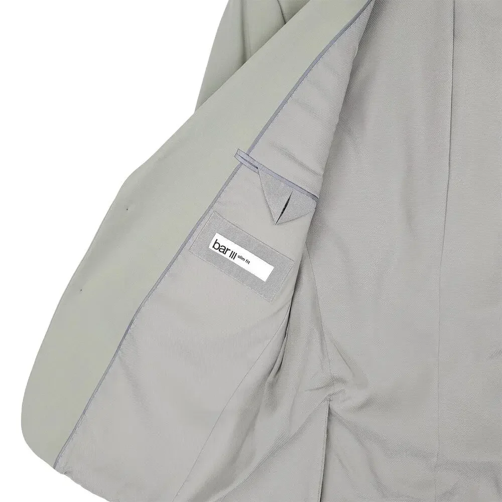 Bar III Mens Slim Fit Suit Jacket Blazer 42R Sage Green Solid Stretch Wool NWT